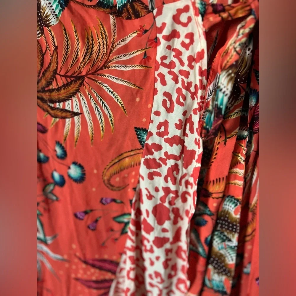 New FARM Rio Vibrant Orange Floral High Low Dress 100% viscose - Picture 7 of 8